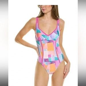 NWT Anthropologie Nanette Lepore womens Underwire 1 Piece Purple Swimsuit Sz 4